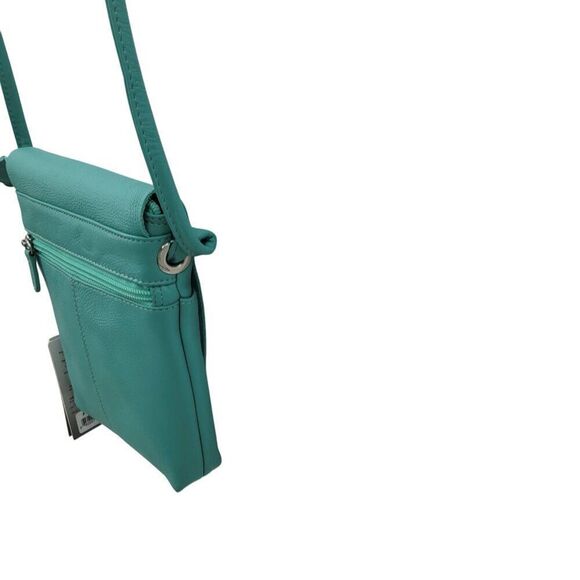 ILI New York Leather Crossbody Bag 6647 TRQ Adjustable Strap Mini Sac Mint Blue - Picture 7 of 13